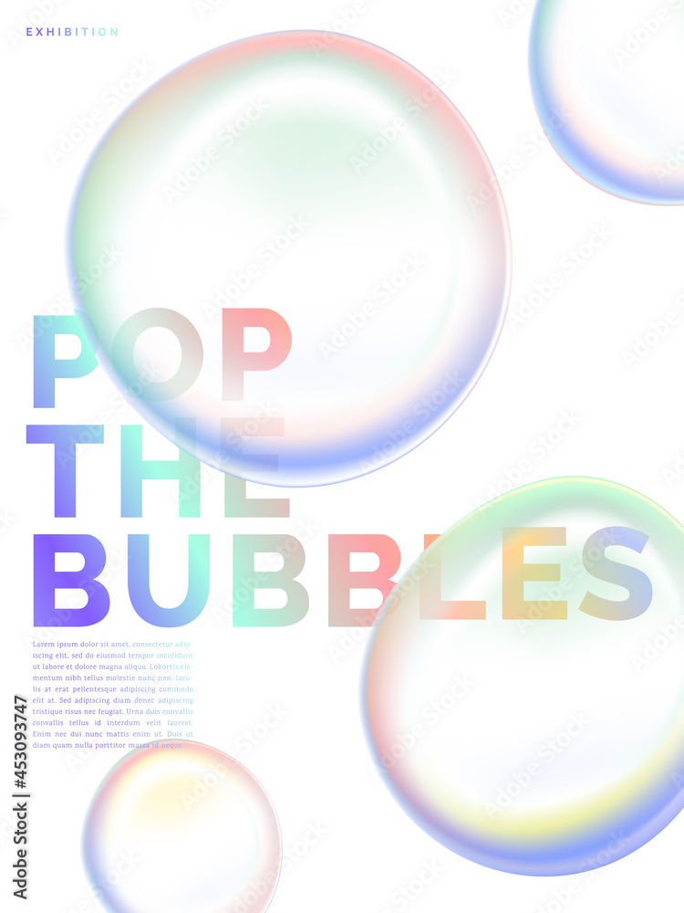 Vector Pastel Iridescent Bubbles Overlapping Background Illustration for Jewelry, Luxury Poster, Card or Invitation.