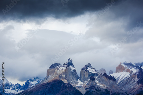Majestic mountain landscape at National Park Torres del Paine  Chile.