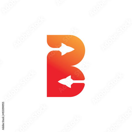 letter B logo illustration rocket design vector