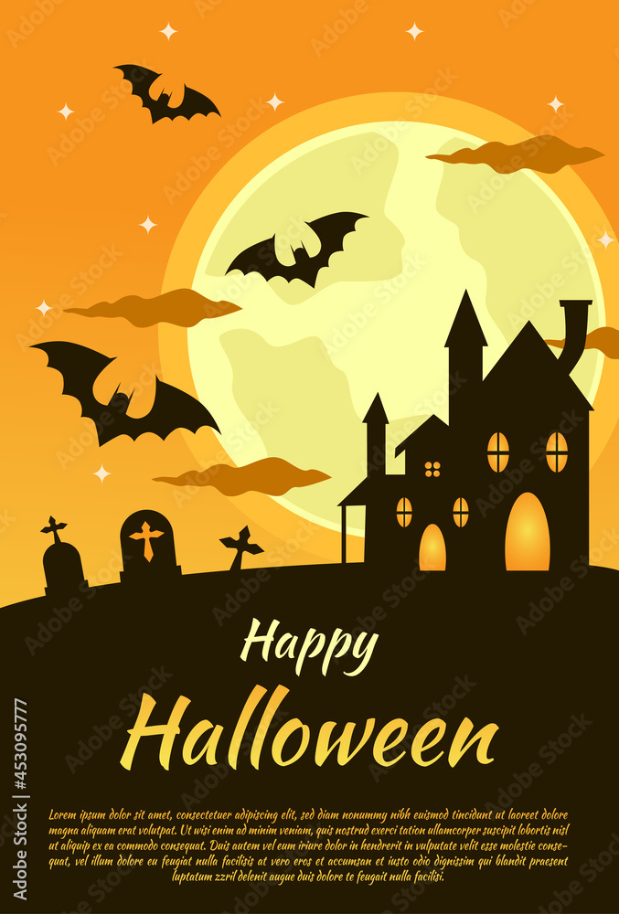 orange halloween day greeting background used for poster template.