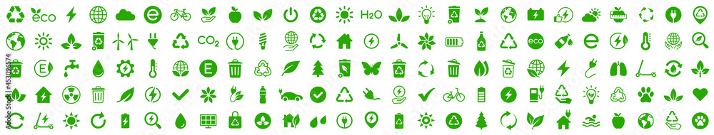 Ecology icons set. Nature icon. Eco green icons. Vector illustration - obrazy, fototapety, plakaty 