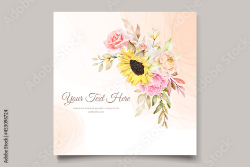 elegant hand drawn watercolor floral summer invitation card set © lukasdedi