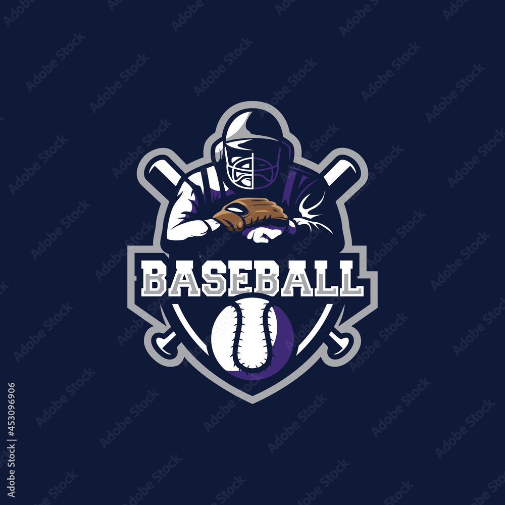 Fototapeta premium Baseball mascot logo design vector with modern illustration concept style. Baseball illustration for sport and esport team.
