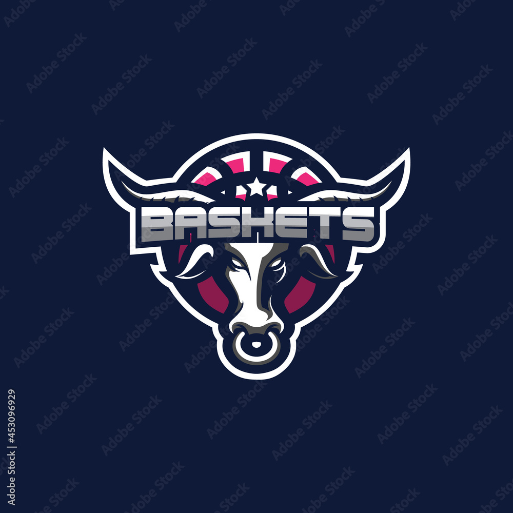 Obraz premium Bull mascot logo design vector with modern illustration concept style. Bull head illustration for sport and esport team.