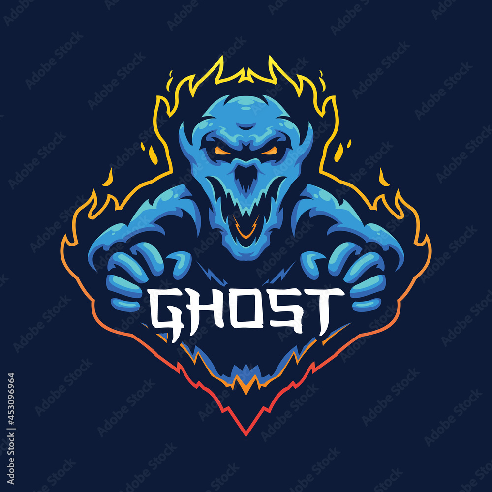 Devil mascot logo design vector with modern illustration concept style. Angry blue devil  illustration for esport team.