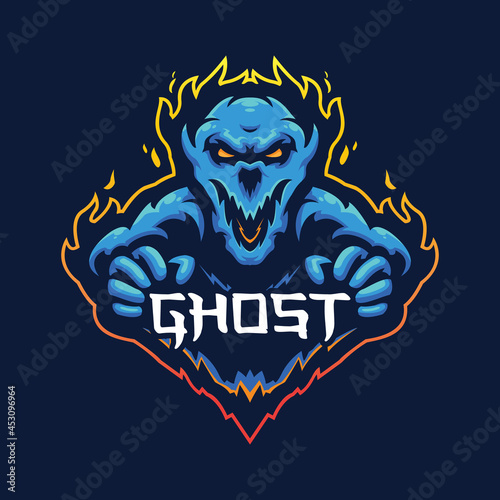 Devil mascot logo design vector with modern illustration concept style. Angry blue devil illustration for esport team.
