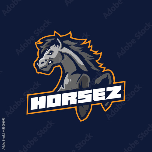 Horse mascot logo design vector with modern illustration concept style. Angry horse illustration for sport and esport team.