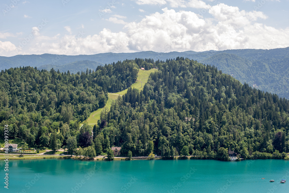 Obraz premium Straza ski slope in the summer near Lake Bled,Slovenia