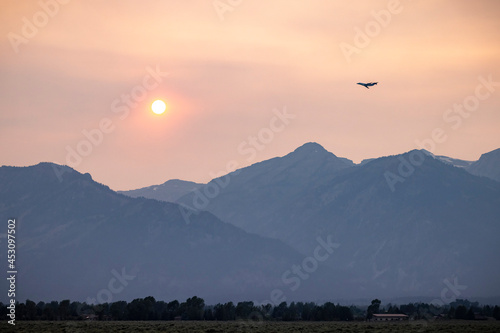 California wildfire smoke seen in Grand Teton National Park, WY. photo