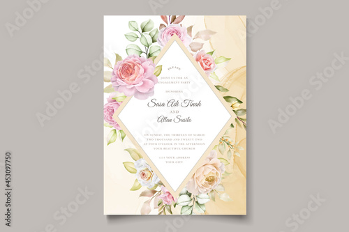 elegant hand drawn watercolor floral summer invitation card set