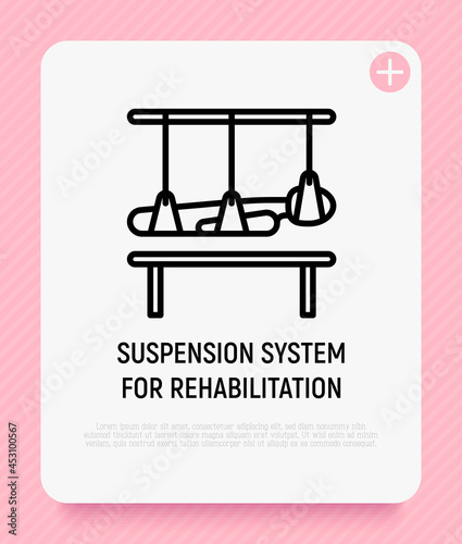 Rehabilitation for disabled or people with trauma thin line icon, suspension rope system for training. Modern vector illustration.