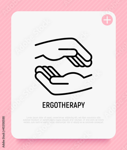Ergotherapy thin line icon, occupational therapy. Rehabilitation procedure, physical recovery for disabled. Modern vector illustration