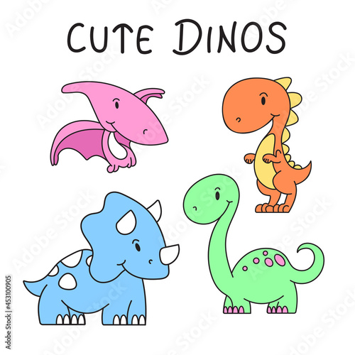 Cute Dinosaur family clipart vector template set. This design collection can be used in kids learning book and products.