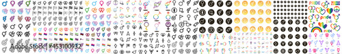 Gender and LGBT sexual orientation icon set, Pride day and lgtbi flat style icon,Linear Icons Related to Harmony to Relationship, Icon Set Sexual Symbols,Male and Female sexual orientation icons