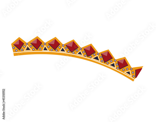 Vector crown decorated with precious stones isolated on a white backgeound.