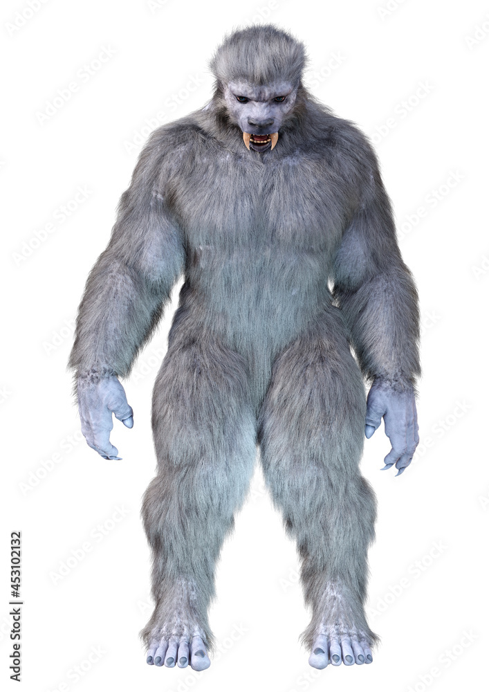 Naklejka premium 3D Rendering Snow Beast on White