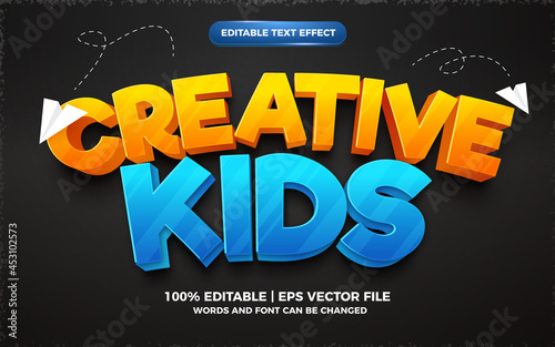 creative kids cartoon 3d editable text effect