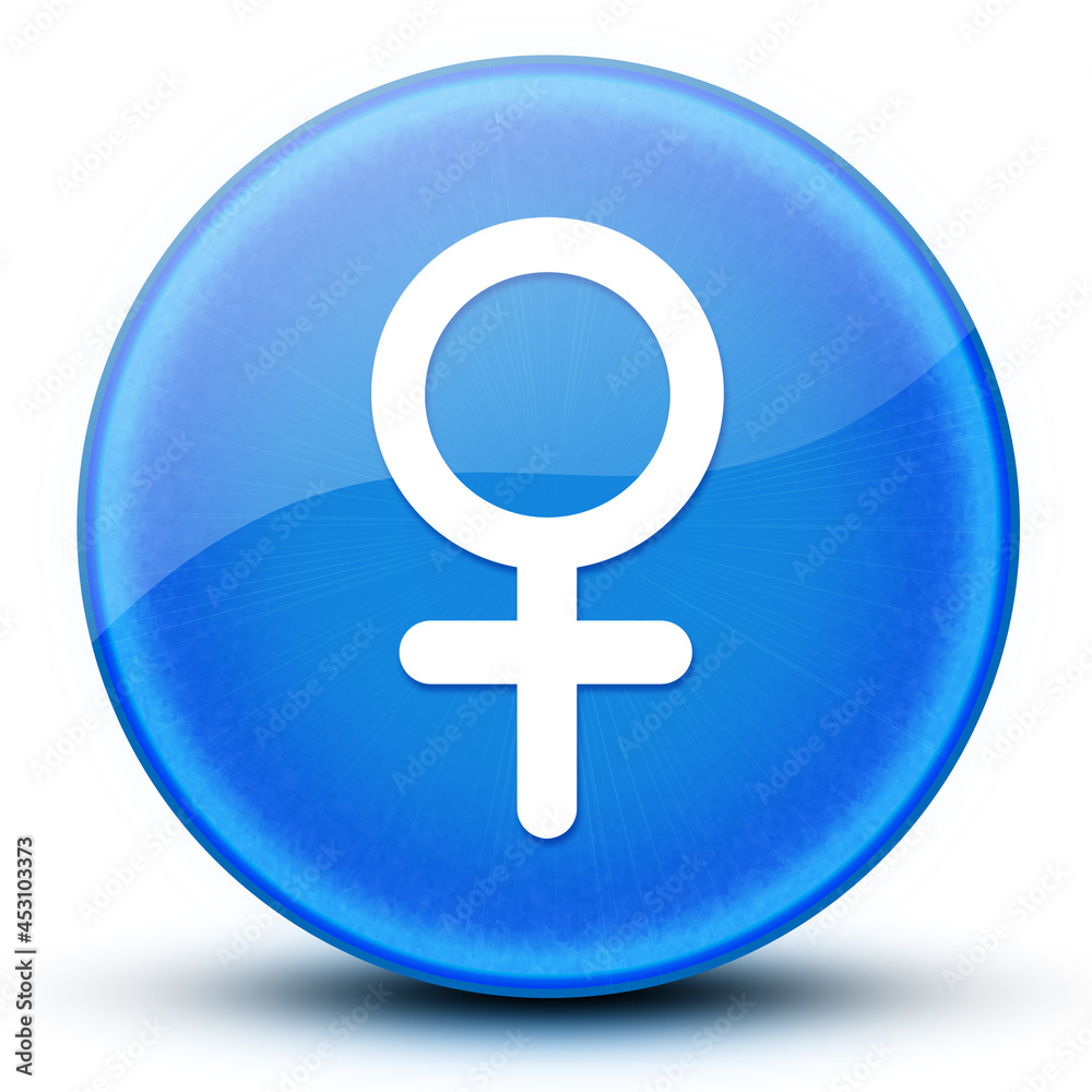 Female sign eyeball glossy blue round button abstract Female sign eyeball glossy blue round button abstract