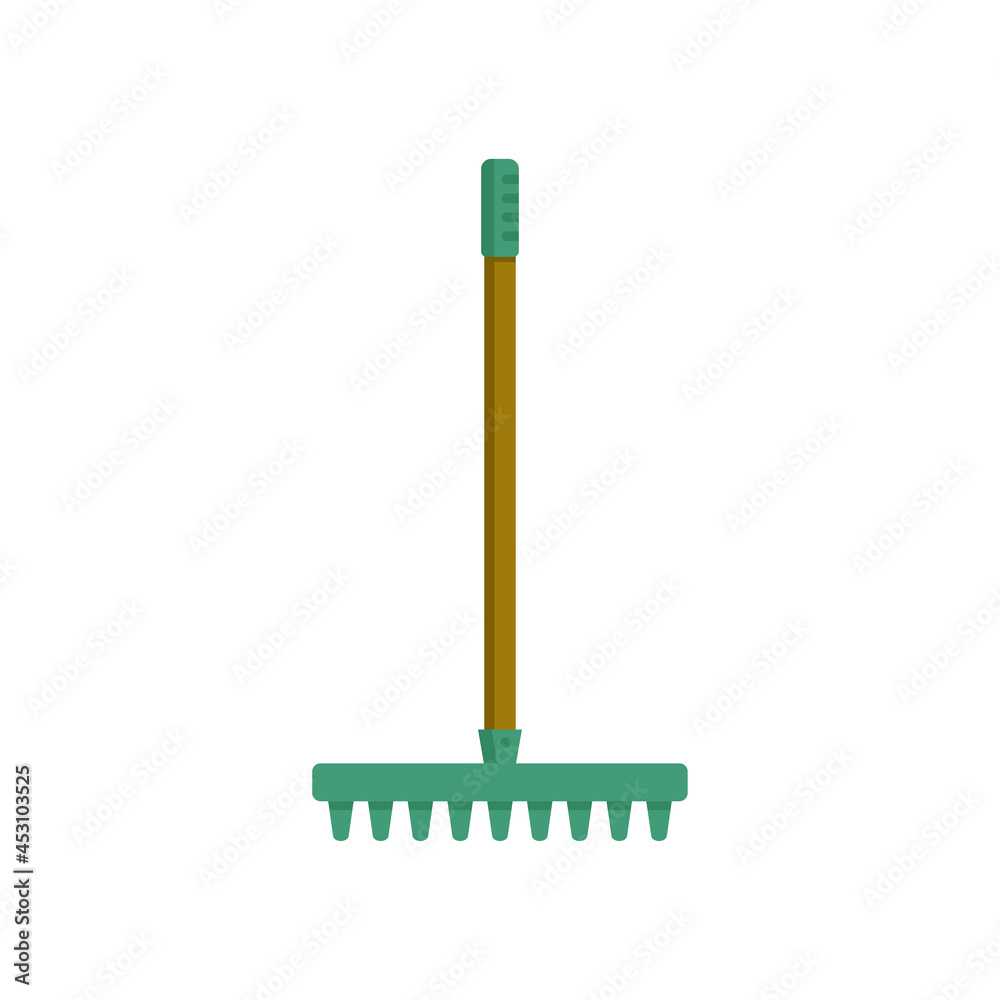 rake gardener tool with a wooden handle in the flat style rake gardener tool with a wooden handle in the flat style