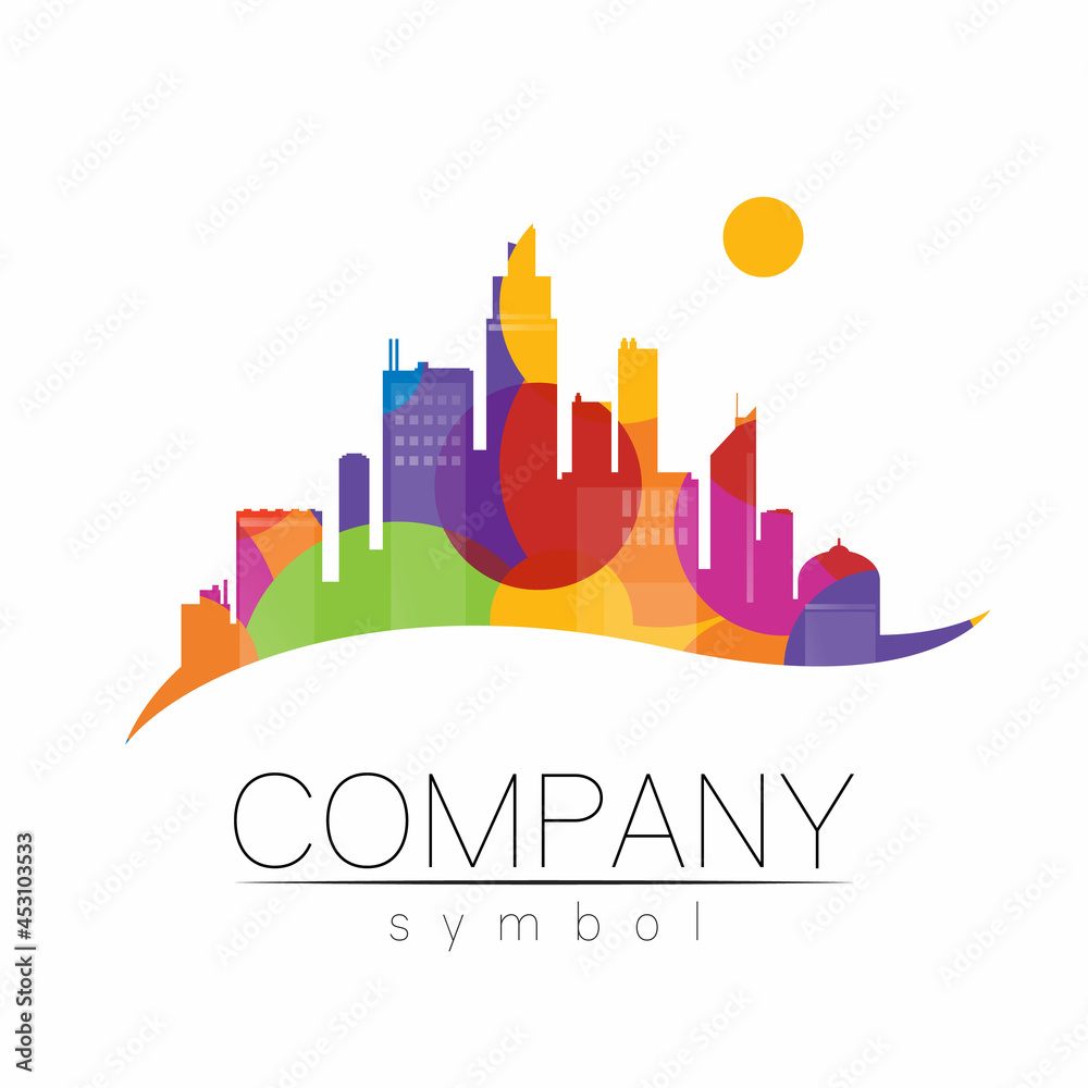 Fototapeta premium Company Logo Vector City Town Icon for Branding Real Estate Symbol Building and Apartment Rent Concept Sign