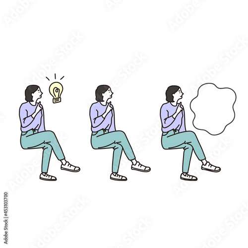 足を組んで座る女性のベクターイラストセット