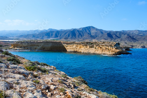 panoramic view of Cala Blanca beach, Lorca, Spain photo