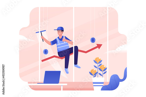 window cleaner with upward growth direction