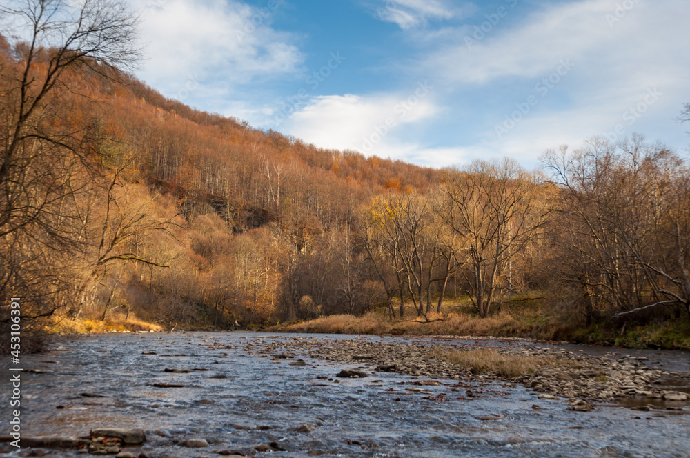A view of the Solinka River flowing through the Bieszczady Mountains, Solinka and Bieszczady Mountains A view of the Solinka River flowing through the Bieszczady Mountains, Solinka and Bieszczady Mountains