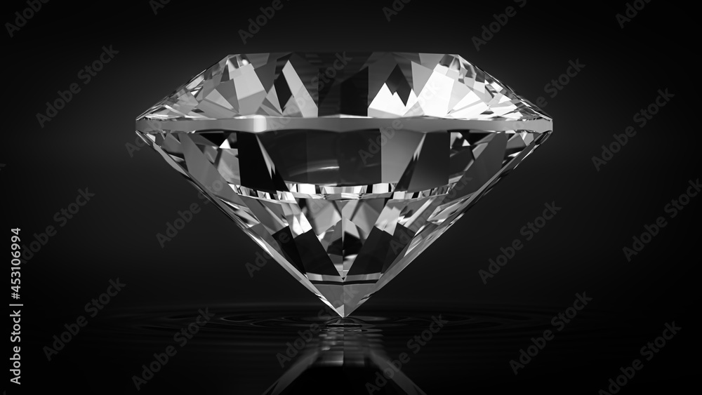 Beautiful 3D Rendered Shiny Diamond in Brilliant Cut on Black Background , Diamond Background Beautiful 3D Rendered Shiny Diamond in Brilliant Cut on Black Background , Diamond Background
