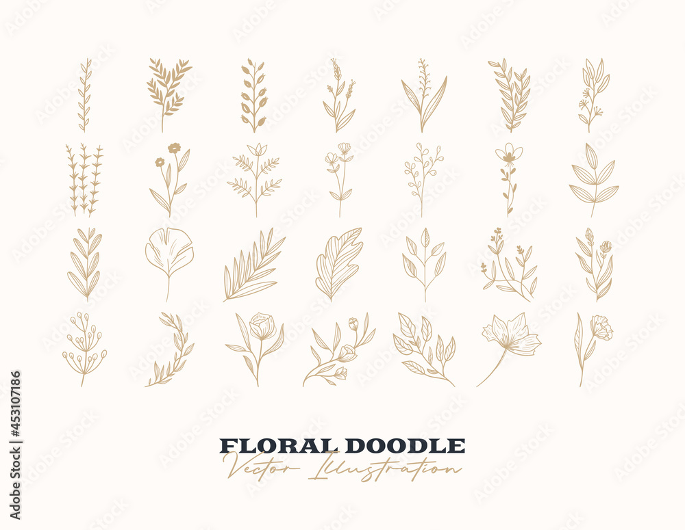 Doodle vector flowers set. Hand drawn Decorative elements for design. Ink, vintage and rustic styles. Doodle vector flowers set. Hand drawn Decorative elements for design. Ink, vintage and rustic styles.