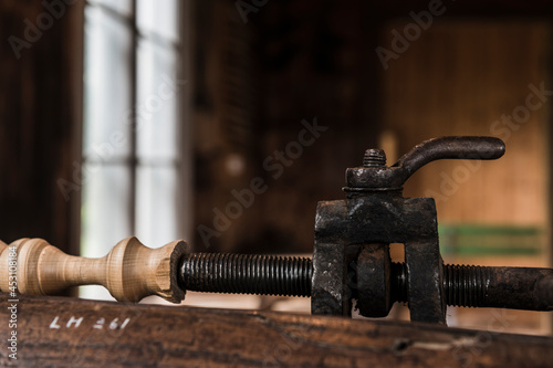 Old vice in workshop photo