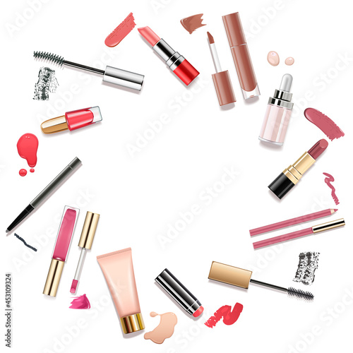 Vector Round Makeup Concept with Sample