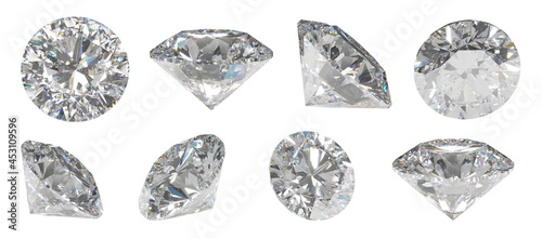 Beautiful 3D Rendered Shiny Diamond in Brilliant Cut on Black Background , Crystal Background