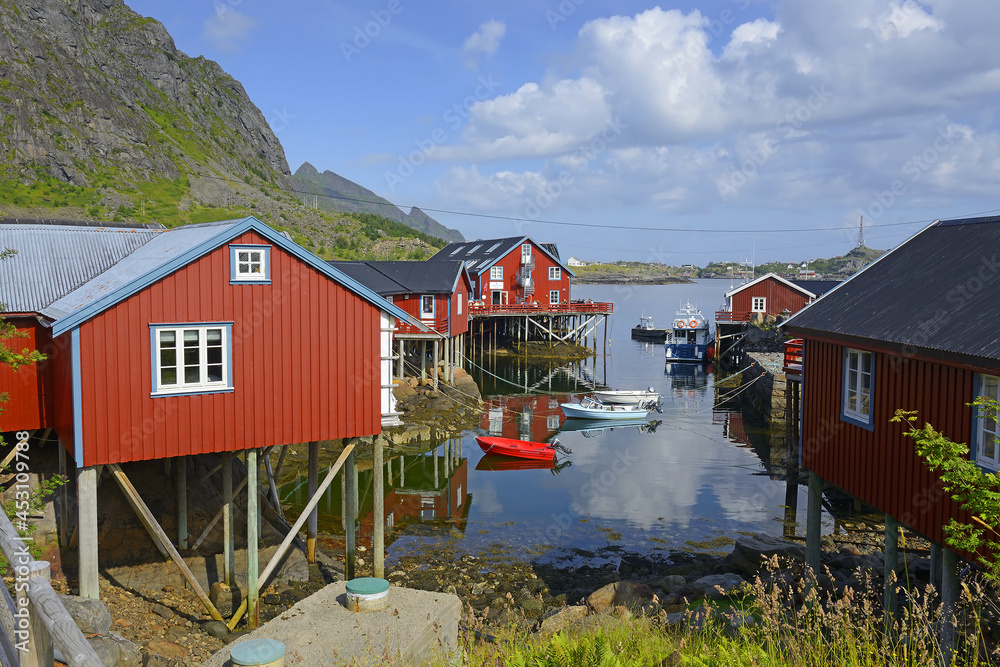 Little norwegian fishing village Å i Lofoten. Å (A) is the southernmost town of Lofoten on the island of Moskenesøyis and the end of the European route E10 highway.