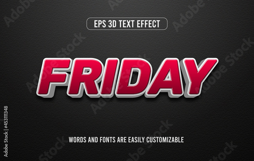 Black friday red and white editable text style effect