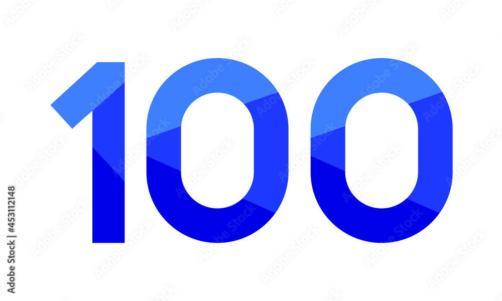 100 Number Modern Flat Blue Logo 100 Number Modern Flat Blue Logo