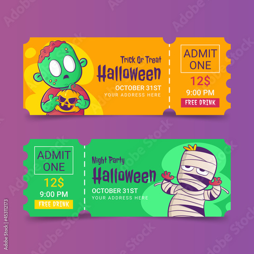 Hand drawn Halloween ticket