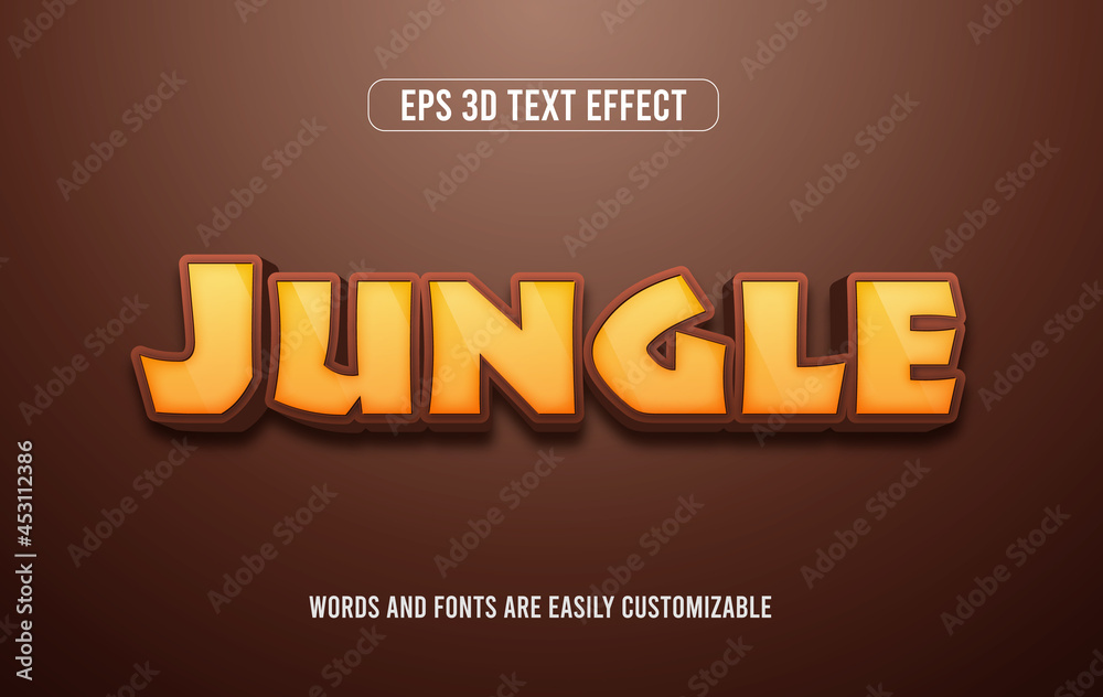Jungle adventure 3d vector editable text effect