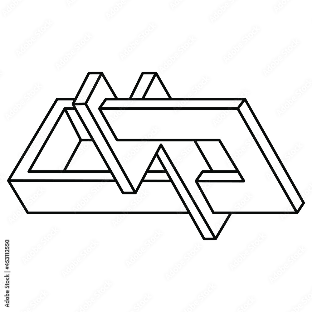 Impossible shapes. Web design element. Optical illusion objects. Line design. Unreal geometric figure. Impossible shapes. Web design element. Optical illusion objects. Line design. Unreal geometric figure.