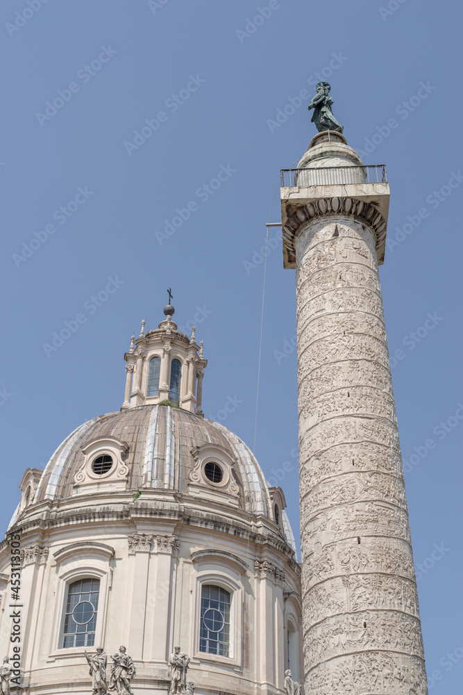 Fototapeta premium Rome, Roman Forum, Trajan's Column and church