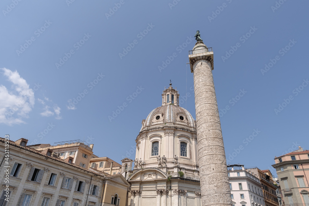 Rome, Roman Forum, Trajan's Column and church