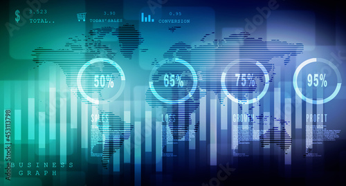 2d rendering Stock market online business concept. business Graph 