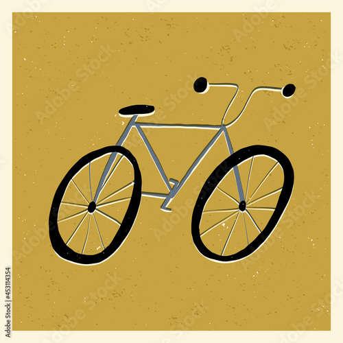 Cute retro style bicycle. Mid-century, vintage card, banner design. Hand-drawn vector illustration.