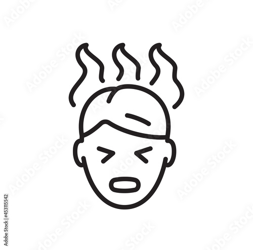 Headache thin line icon. Head pain vector symbol. Editable Stroke.