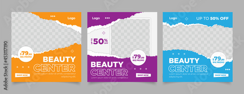 Beauty Center Makeup Social media post Banner Square Flyer Template Design