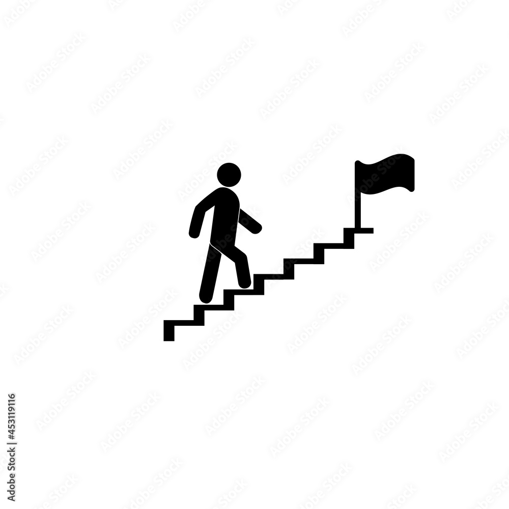 Concept, businessman on stair or steps, metaphor to success, climb, business, rise, achievement, growth, job, career, leadership, education, goal or future Concept, businessman on stair or steps, metaphor to success, climb, business, rise, achievement, growth, job, career, leadership, education, goal or future