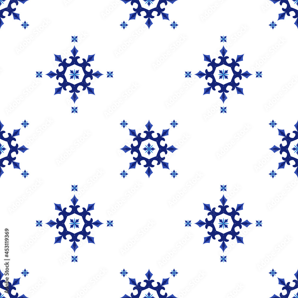 Azulejos portuguese traditional ornamental tile, blue and white seamless pattern Azulejos portuguese traditional ornamental tile, blue and white seamless pattern