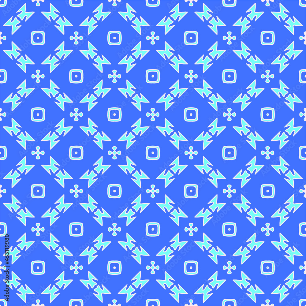 Fototapeta premium Geometric vector pattern with Aquamarine and blue colors. abstract ornament for wallpapers and backgrounds.
