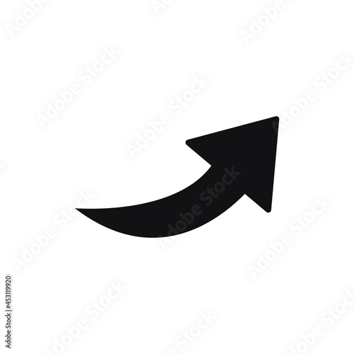 Right Arrow Curved vector icon isolated on transparent background, Right Arrow Curved transparency logo concept