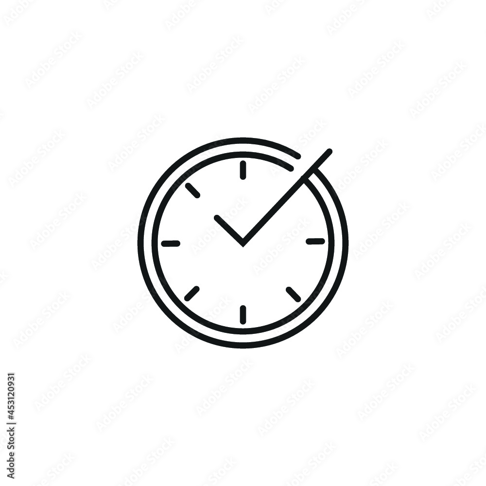 Check mark on clock line icon Check mark on clock line icon
